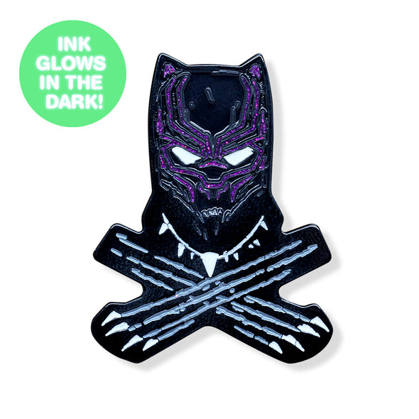 Black Cat & Crossbones GLOW-IN-THE-DARK Enamel Pin